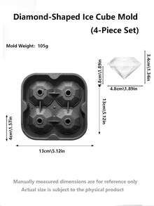 Khuôn làm đá 3D bằng silicon | Có các hình hoa hồng/đầu lâu/kim cương/hình cầu tròn | Khay làm đá tự chế | Máy làm đá cho rượu whisky | Quà tặng sáng tạo cho tiệc bar - màu đen - Xem 9