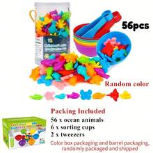 Set Permainan Menghitung dan Mencocokkan dengan Mangkuk Pelangi - Mainan Edukasi Pengembangan Sensorik dan Pemilahan Warna untuk Anak-anak, Terbuat dari Plastik, Membantu Pertumbuhan Keterampilan Motorik Halus, Hadiah Pembelajaran yang Ideal - MultiWarna - View 6