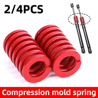2/4PCS Support Rod Spring Rear Trunk Tailgate Pillar Support Rod Mold Compression Spring Trunk Tailgate Support Rod Mold Spring Red Automotive Parts.(Due To Differences In Display And Lighting Effects, The Actual Color Of The Product May Differ Slightly From What Is Shown In The Picture.)