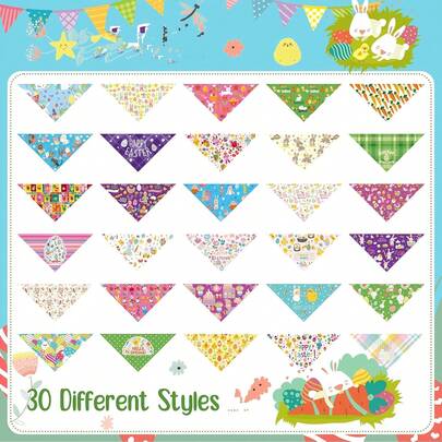 30pcs/Pack Easter Dog Bibs, Colorful Pet Bandanas Suitable For Medium & Large Dogs, Easter Holiday Spring Summer Birthday Decoration