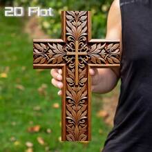 1pc, 2D Flat, Rustic Wooden Cross, Church Style Wall Decoration, Church Pendants, (8*12 Inches/20*30cm) Wall Hanging Cross, A Good Choice For Home Wall Decoration, 2D Flat - 1PC - View 1