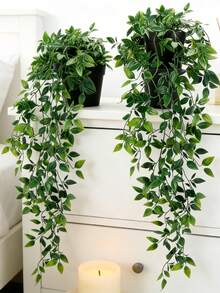 1/2PCS Artificial Mandala Potted Plant Mandala Vine Fake Hanging Plants Artificial Hanging Potted Plant Artificial Green Plant Vines Artificial Rattan Fake Plants For Wedding Party Decoration Suitable For Home Decoration,Table Centerpiece - Multicolor - View 2