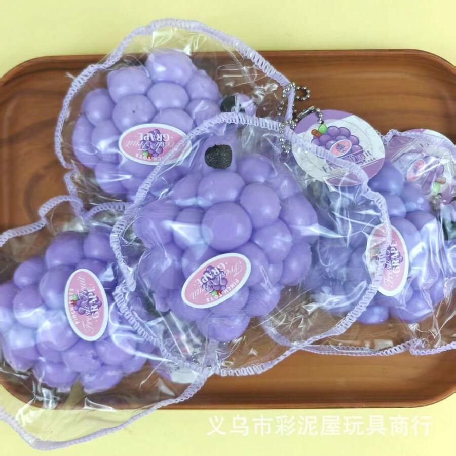 1个缝纫葡萄挤压玩具，减压挤压玩具，新款逼真水果挤压玩具，用于缓解压力 - 彩色 - 查看 1