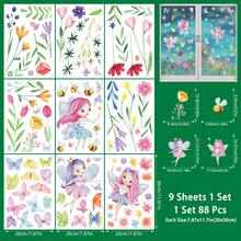 1 Set Of 9pcs Cute Fairy, Butterfly & Flower Window Stickers, Removable Static Cling Glass Decals, Suitable For Bedroom, Living Room, Balcony And Storefront Decoration In Spring - 20*30*9 Sheets - View 3