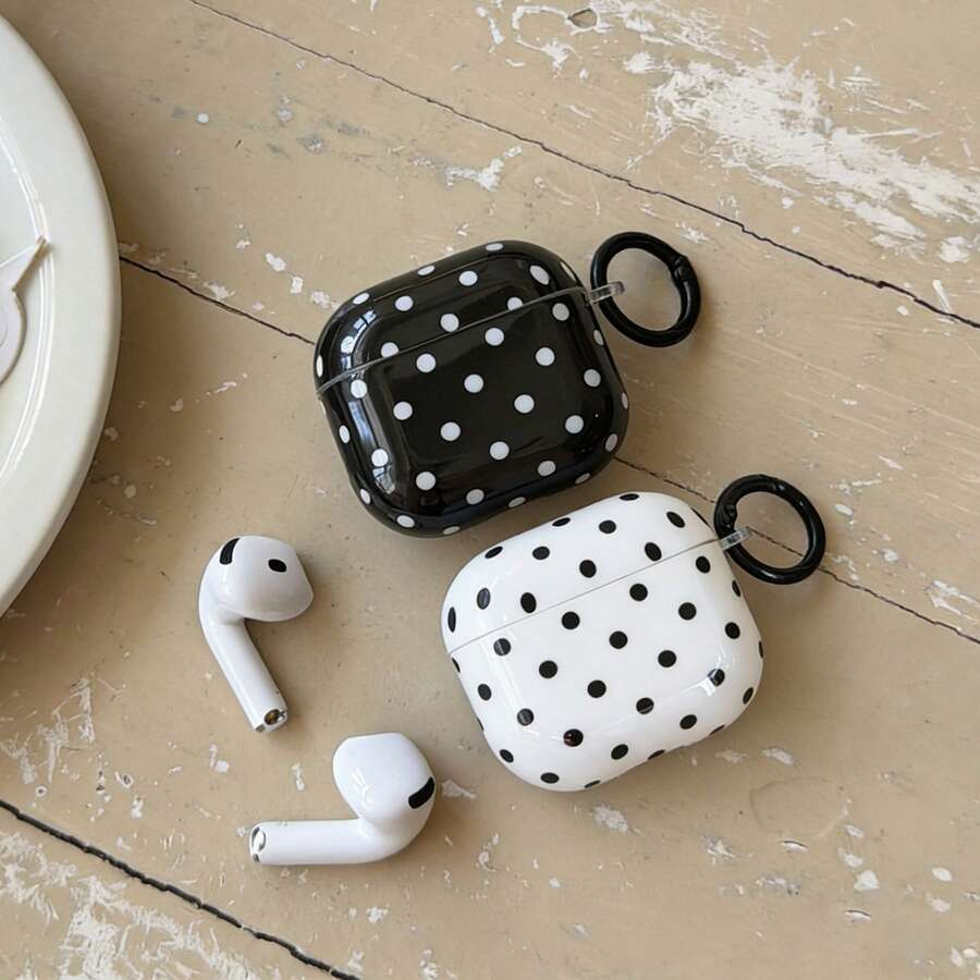 Ốp tai nghe treo tường họa tiết chấm bi đen trắng tối giản, phù hợp với Pro 3, New Pro 2, Apple 4 Minimalist 3 dễ thương, Personalized 1/2, ốp tai nghe mùa xuân.