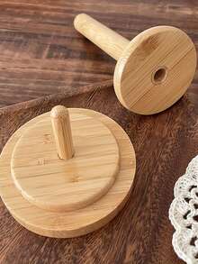 1-3 piezas Soporte de bola de hilo de madera, estante de almacenamiento giratorio de carrete, organizador de hilo de punto para el hogar, enrollador de hilo de diseño minimalista, soporte de hilo de madera giratorio, estante de bola de punto de color natural simple de madera, esencial para manualidades de punto - Multicolor - Ver 6