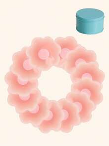 2/8/16 Pairs Reusable Nipple Covers For Women, Silicone Invisible Breast Petals With Travel Case - Pink - View 8