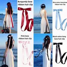 1pc Women's Minimalist Versatile Extra Long Bowknot Ribbon Hair Clip - Multicolor - View 1