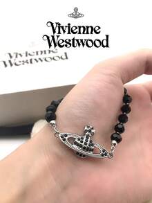 Vivienne Westwood Messaline Collection Black Agate Saturn Bracelet Silver Tone, Brass - 銀色 - 查看 6
