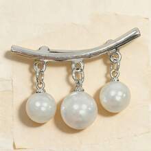 Japanese And Korean Style Elegant Clasp Brooch With Faux Pearl Decor For Women's Clothing - Silver - View 4