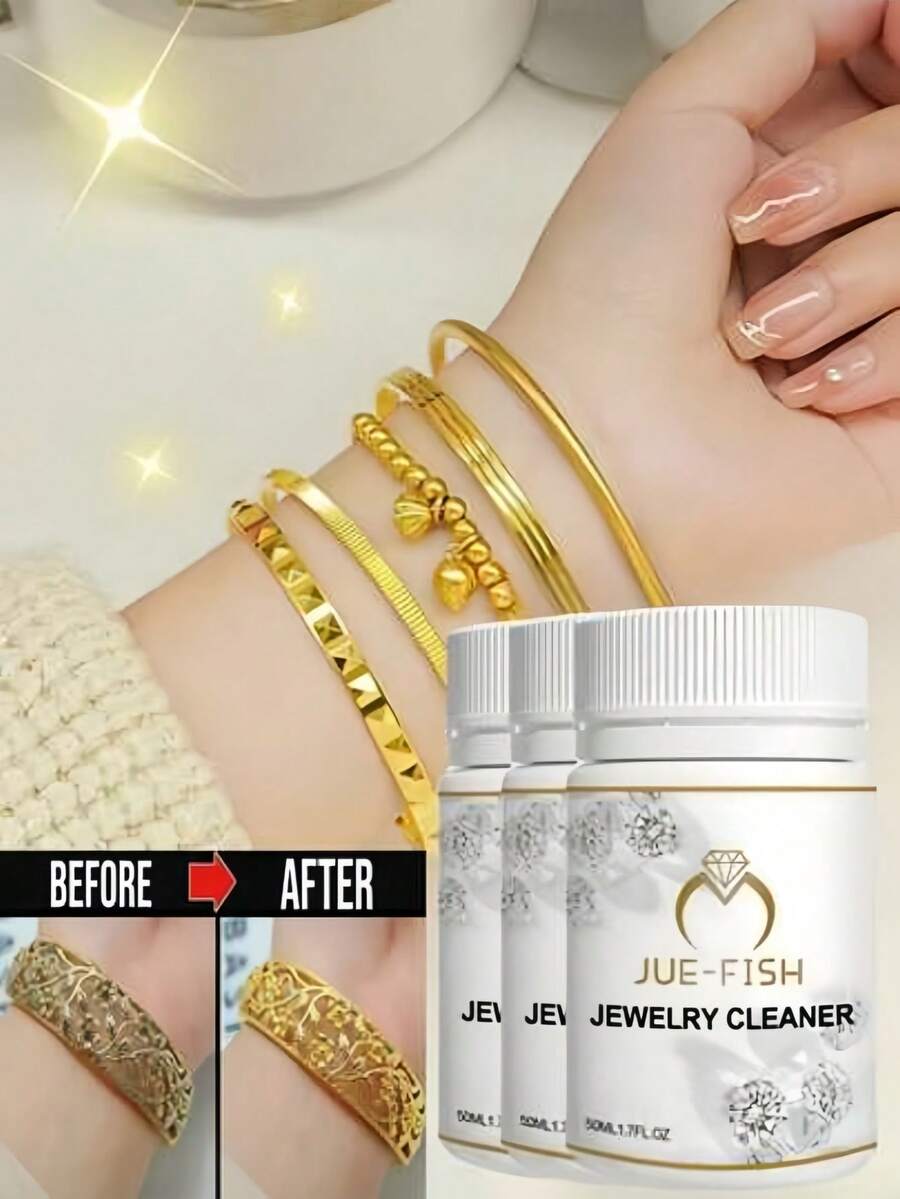 JUE FISH Limpiador de joyas JUE-FISH, 7 Oz - Líquido mejorado con ácido de limón todo en uno para eliminar y cuidar el desgaste en collares, anillos, metales, etc.