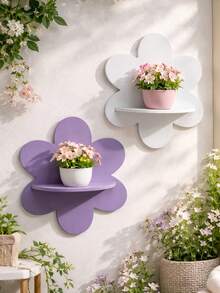 1 pieza Estantería de pared colgante de madera con diseño floral - Estante de almacenamiento de estilo bohemio montado en la pared, estante flotante decorativo para dormitorio, sala de estar, habitación de niños para exhibir plantas, cristales y decoración - Multicolor - Ver 10