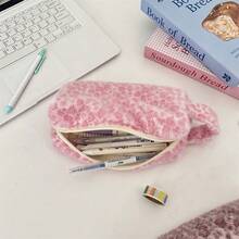 1 hộp đựng bút cầm tay thời trang bằng vải nhung, họa tiết da báo cổ điển, túi đựng văn phòng phẩm chất lượng cao. - nhiều màu - Xem 5