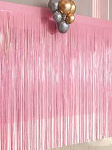 1/2/4pcs Macaron Pink & Light Pink Metallic Fringe Curtain Backdrop Decor, Pink Party Backdrop Metallic Fringe Curtain, Holiday Birthday Party Supplies, Gender Reveal Party, Baby Shower, Bridal Shower Party Decoration, Birthday Wedding Backdrop - 查看 7