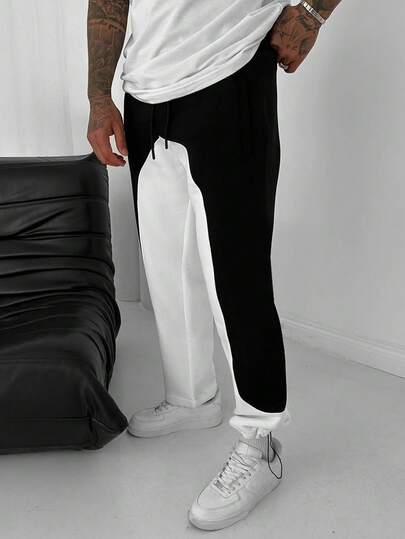 Pantalones deportivos casuales y de moda con bloques de color multifuncionales para hombres