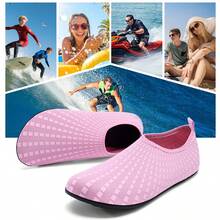 Women's Geometric Pattern Minimalist Summer Beach Wading Shoes, Pink Fabric - Pink - View 6