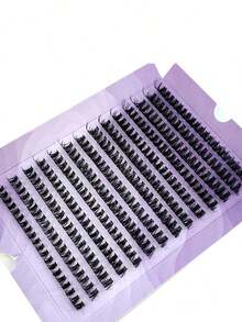 224Pcs/ Set 14Rows 160Roots 0.05mm Soft Lash Mink Fur Eyelashes 9-16mm Mixed Length 3D Russian Volume Lash Individual Lashes Makeup Black Lashes Purple Box Packaging Lash Clusters,Eye Lash Clusters,Individual Eyelashes,Lashes,Fake Lashes - màu đen - Xem 4