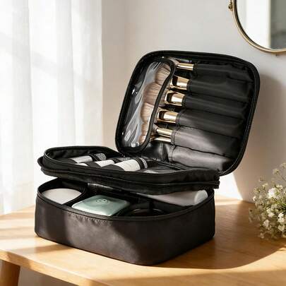 Travel Toiletry Cosmetics Bag Multi-Compartment Portable Makeup Bag Large Travel Toiletries Bags For Women Makeup Organizer For Gym, Camping, Trip, Daily Use