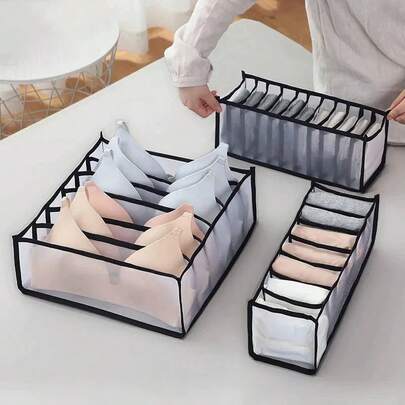 Bộ 3 hộp đựng đồ lót đa năng, hộp đựng đồ lót và tất 7 ngăn giúp tiết kiệm không gian - Giải pháp lưu trữ ngăn kéo đa dụng cho nhà cửa, phòng ngủ, ký túc xá.
