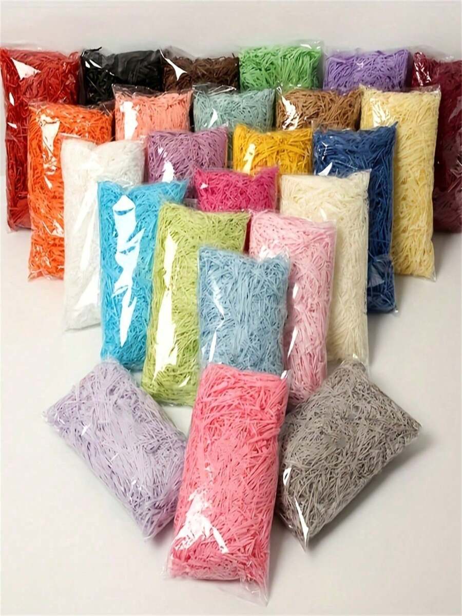 1pack 20g,Colorful Shred Crinkle Paper Raffia Filler For DIY Gift Box Filling Wrapping , Wedding ,Valentine's Day Gifts,Easter Day Gifts,Birthday Party Decorations - Multicolor - View 1
