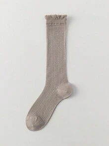 1 par de calcetines largos y transparentes de mujer de seda de morera con volantes en el bajo, transpirables para uso diario en primavera y verano - Multicolor - Ver 18