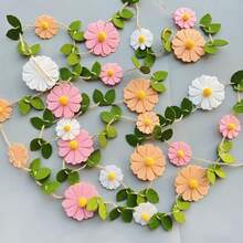 1pc Pink, Ivory White And Wheat Color Felt Daisy Garland Decoration - 2 Fashion/Wild Party Accessories - Jungle Party Decor - Daisy Wall Decoration - Multicolor - View 9