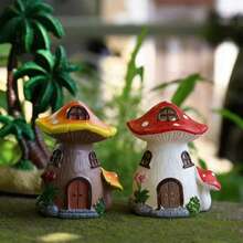 1個/2個/4個 藍色/粉色/紅色蘑菇樹脂花園小屋手工裝飾品，花園裝飾或居家桌面裝飾 - 彩色 - 查看 9