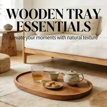 5PCS Oval Wooden Tray Set, Natural Acacia Wood Serving Trays With Smooth Round Edge, Multifunctional Large Wood Platter For Kitchen, Dining Room, Picnic, Bathroom, Ideal For Serving Food, Fruit, Dessert, Storage & Decor, Waterproof & Anti-Scratch, Easy To Clean, Durable Wood Tray For Home & Outdoor Use - View 1