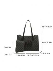Large Capacity Waterproof Business Casual Fashion PU Leather Women's Shoulder Tote Bag, Suitable For Girls, Ladies, College Students, New Graduates And Office Workers. Ideal For Work, Business, Commuting And School Use. - Black - View 8