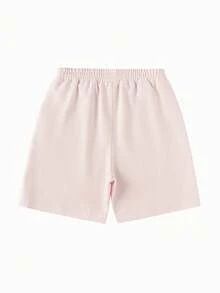 Balabala New Summer Young Girl Casual Shorts, Elastic Waist Mid-Length Pants For Boys And Girls - White Red - View 2