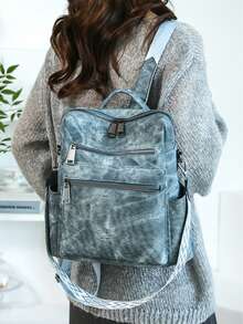LANYIBAIGE 2026Fashion Backpacks Women Shoulder Bag Big Travel Bag Ladies Daypack Large School Bags High Quality Leather Balkers Female - Màu xanh bạc hà - Xem 10