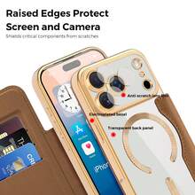 商务PU皮革翻盖钱包式手机壳,带卡槽,电镀磁吸式设计,带镜头保护膜,支持无线充电,全身防震,兼容 17/17Air/17Pro/17Pro Max,以及三星Galaxy S26 Ultra/S25 Ultra/S24 Ultra/S23 Ultra/S22 Ultra/A07/A017/A56。 - 金色 - 查看 6