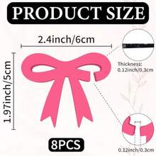 8Pcs Acrylic Wine Glass Tags Purple Butterfly Pink Bowknot Cat Rose Pink Cherry Blossoms Drink Markers For Cups Reusable Blank Drink Charms For Birthday Wedding Party Decoration Accessory - 蝴蝶結 - 查看 2