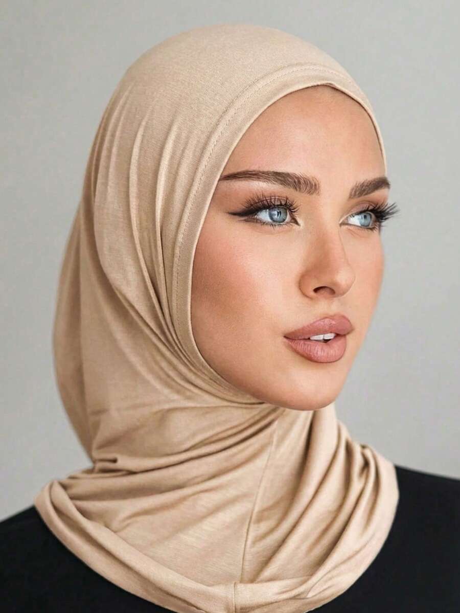 1pc Women's Solid Color Minimalist Balaclava Scarf Neck Warmer With Teeth Decor, Convenient Neck Gaiter, Elastic Sports Headband, Breathable & Comfortable, Suitable For Daily Life, Sports, Yoga, Fitness And Fashion,Beach,Holiday - Beige - View 1