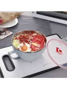 Stainless Steel Noodle Bowl With Handle: Perfect For Rice, Soup, And Instant Noodles - Includes Lid And Handle - Durable And Rust-Resistant - Multicolor - View 6