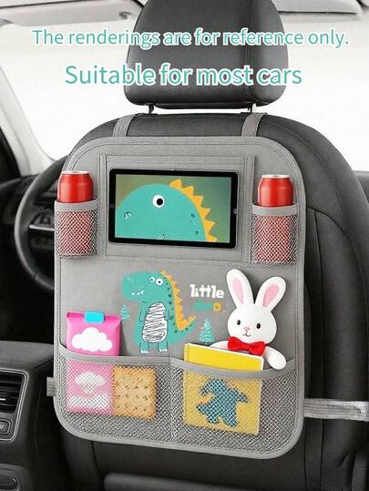 Dinosaur-Shaped Car Seat Back Storage Bag, Multi-Functional Hanging Bag, Can Hold Tablets, Snacks, Water Bottles, Toys, Etc. Car Storage And Organization Pocket Interior Accessories.