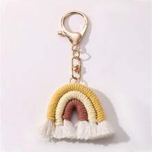 1 chiếc móc khóa phong cách Bohemian dệt thủ công sáng tạo dành cho nữ, có tua rua cầu vồng, phụ kiện trang trí túi xách. - Nhiều màu - Xem 3