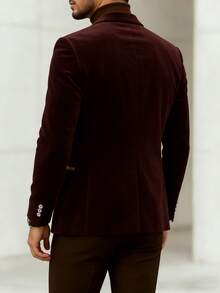 Men's Retro Style Suit Jacket, Men's Gift Suit Jacket, Slim Fit Design, Comfortable And Confident Wear - Burgundy - View 4
