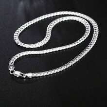 16-24 Inches 925 Sterling Silver Plated 6MM Full Sideways Figaro Chain Necklace For Man Woman Fashion Wedding Engagement Jewelry Gifts - Vàng - Xem 3