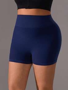 Zimi Collection High Waist Seamless Biker Shorts Plus Size Butt Lifting Tummy Control Yoga Fitness Sports Shorts - Royal Blue - View 2