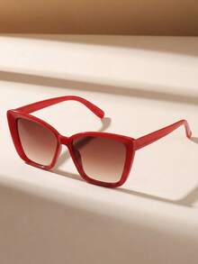 1 Pair Unisex Cat Eye Shaped Red Fashionable Sunglasses, Suitable For Summer Beach Vacation, Outdoor Travel. Also Suitable For Vacation, Beach, Travel, Driving And Casual Daily Use - Đỏ - Xem 2