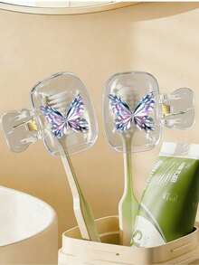 Hermosos soportes para cepillos de dientes con diseño de mariposas, estuche portátil y transparente para almacenar la cabeza del cepillo de dientes, estuche impermeable y a prueba de polvo para cepillo de dientes, protege tu cepillo de dientes, estuche para cepillo de dientes, caja de almacenamiento de cepillo de dientes de viaje, diseño portátil para un fácil transporte, soportes para cepillo de dientes a prueba de polvo para viajes - Talla única - Ver 7