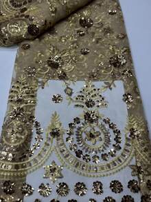 Vải ren đính sequin cao cấp kiểu châu Phi, dài 5 thước Anh/mảnh, chất liệu mềm mại và thân thiện với da, vải ren đính sequin thêu kiểu Pháp Nigeria cổ điển năm 2026, thích hợp cho váy dự tiệc, váy cưới, đồ thủ công DIY, nhiều màu sắc để lựa chọn. - A - Xem 13