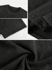 Men Black Washed Streetwear Fashion Urban 100 Percent Cotton T Shirt With Titos Handmade Vodka Austin Texas Print Gym Workout | Vintage Heavyweight T Shirt | Perfect Gift | Loose Casual Breathable | Machine Washable Fabric | Hip Hop Cool Style | Drippy Clothes | Y2K - Black - View 6