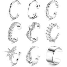Diamday 9 chiếc khuyên tai kẹp vành tai mạ vàng 14K dành cho nam và nữ, không cần xỏ lỗ, dùng cho sụn tai, khuyên tai giả. - Nhiều màu - Xem 9