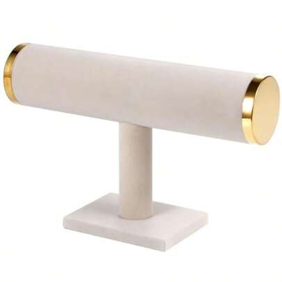 T-Bar Bracelet Display Stand For Selling Jewelry Storage Bracelet Holder Stand Earring Bangle Jewelry Business Supplies Watch Holder For Women And Men Yellow Linen