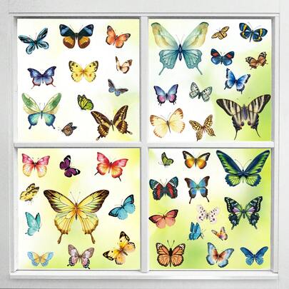 Bộ 9 miếng dán cửa sổ hình bướm nhiều màu sắc, decal dán kính tĩnh điện có thể tháo rời, thích hợp để trang trí phòng ngủ, phòng khách, ban công và cửa sổ trưng bày vào mùa xuân và mùa hè.