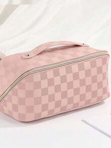 1pc PU Leather Travel Makeup Bag, Cosmetic Storage Pouch, Toiletry Organizer Bag For Skincare, Makeup, Brushes, Powder, Lipstick, Suitable For Beach, School, Bathroom, Holidays, Valentine's Day, Christmas Gifts For Mom, Family, Friends, Students, Essential For Autumn Travel - Multicolor - View 13