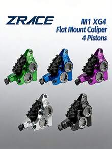 Bộ kẹp phanh thủy lực 4 piston ZRACE XG4 gắn phẳng, kẹp phanh đường bộ, má phanh ICE-TECH, kẹp phanh đua BMX, gia công CNC hoàn toàn, trọng lượng nhẹ, F - Nhiều màu - Xem 1
