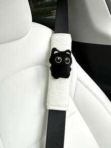 1pc New Black Cat Seatbelt Shoulder Pad - Durable Fabric - Highly Comfortable - Fits Most Age Groups - Multicolor - View 9